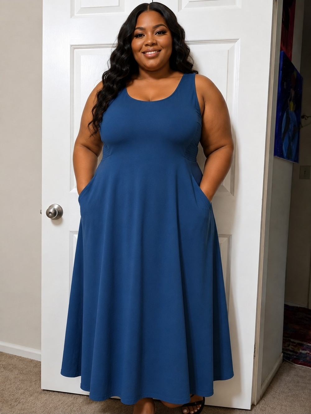 Torrid Blue Scoop Neck A-Line Maxi Dress